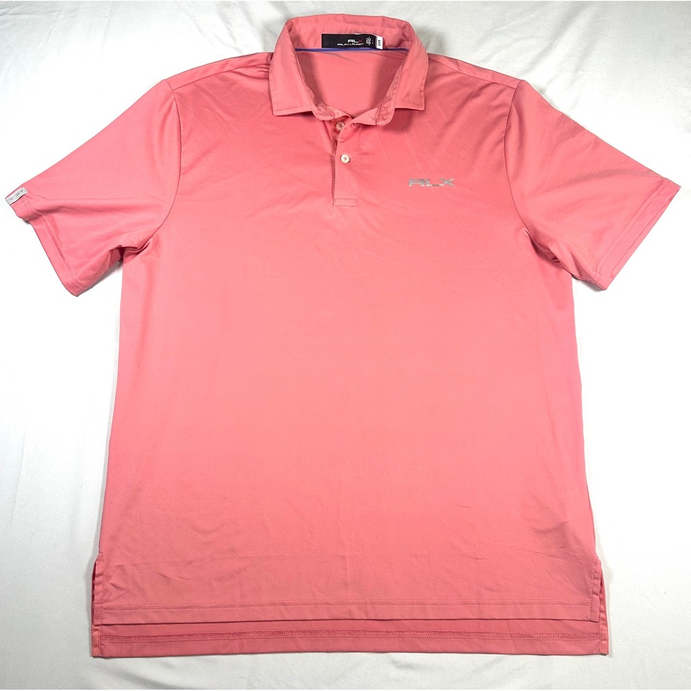RLX Ralph Lauren Mens Coral Pink Performance Golf Polo Shirt Size L